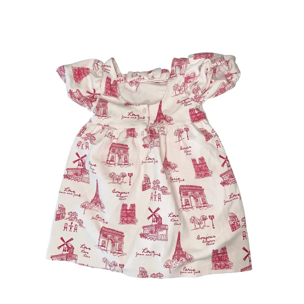 Janie and Jack Paris Themed Toile Ponte Dress Girls Size 3T